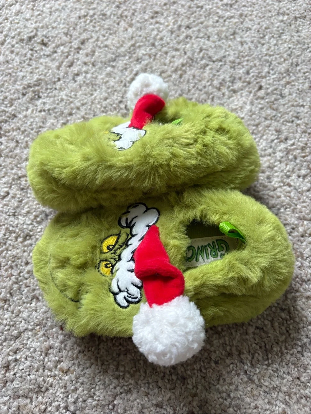 The Grinch Santa Hat Christmas Holiday Kids Slippers Toddler 5T